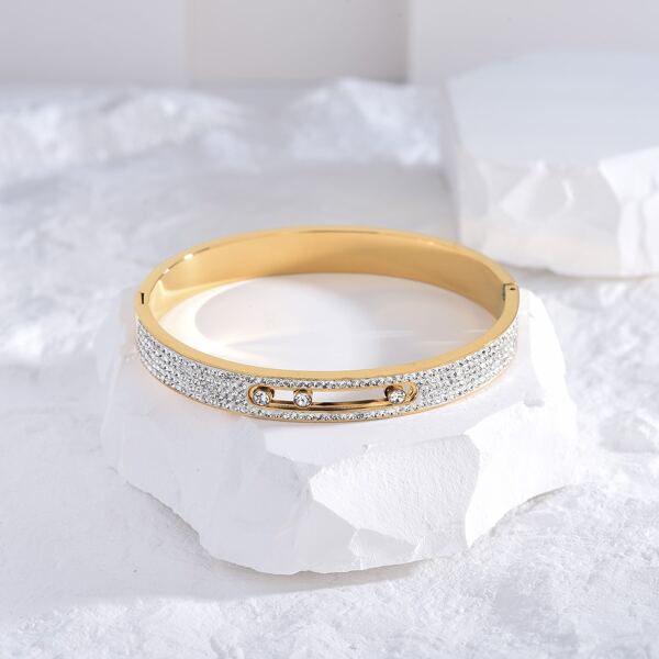 

Rhinestone Decor Bracelet, Gold