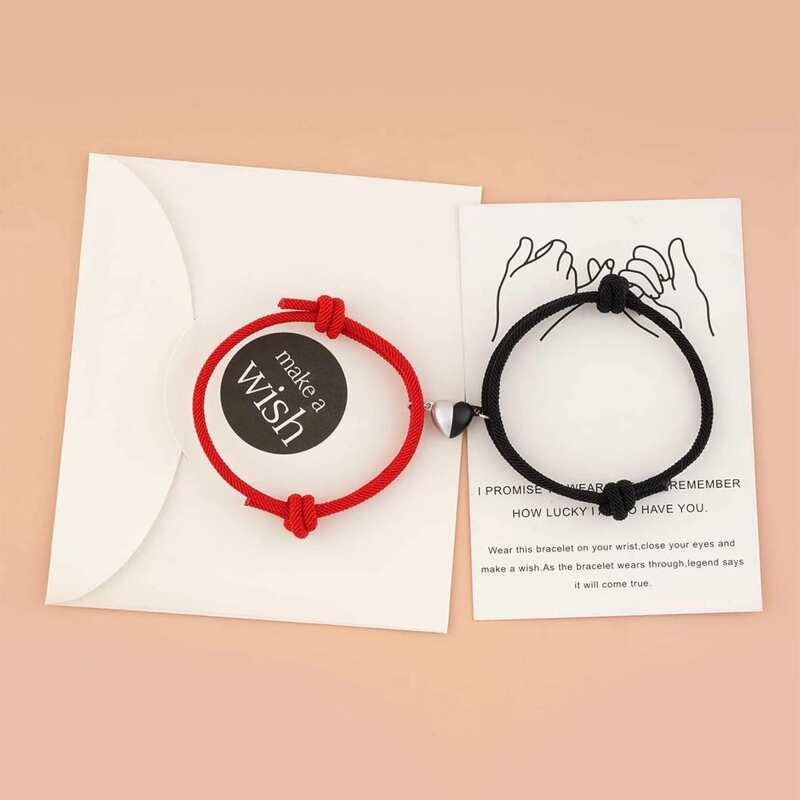 

2pcs Heart Couple Bracelet, Multicolor