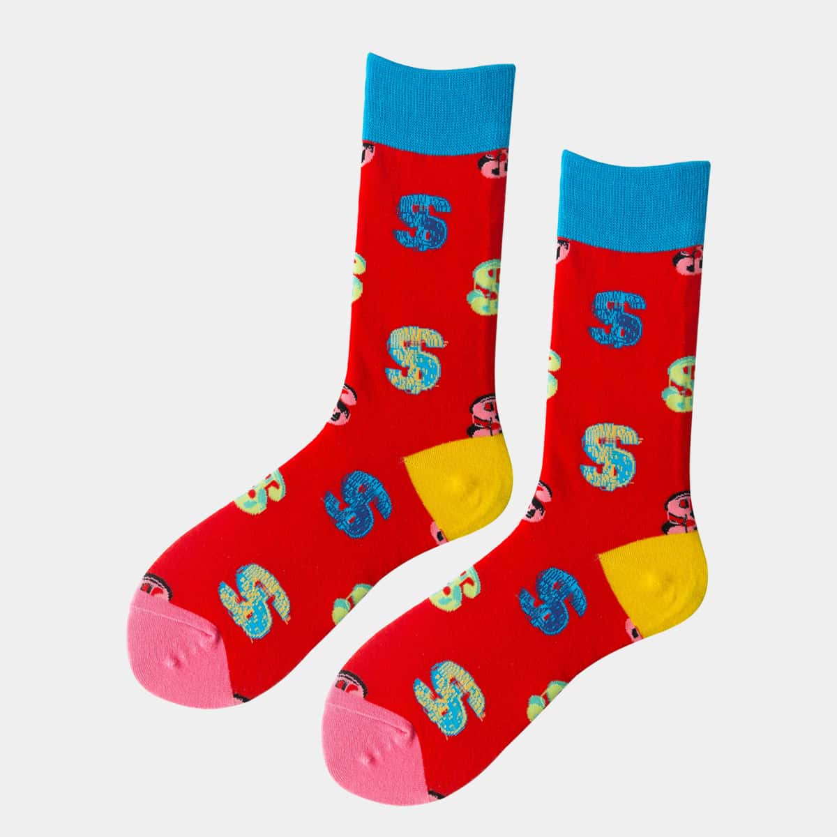 

Dollar Print Crew Socks, Multicolor