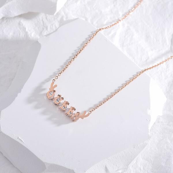 

Letter Charm Necklace, Rose gold