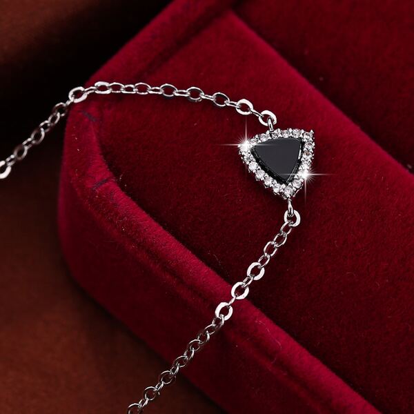 

Geometric Zircon Decor Bracelet, Silver