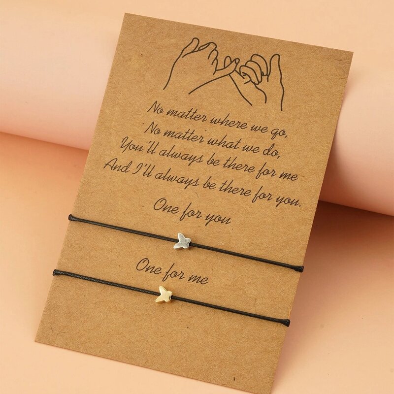 

2pcs Butterfly Rope Bracelet, Gold