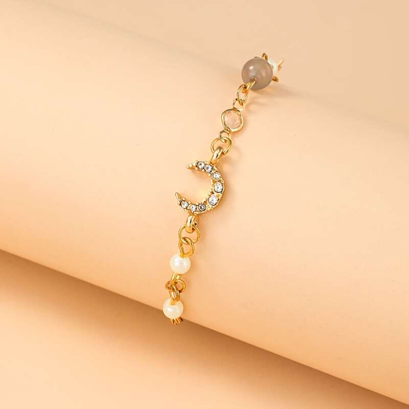 

Rhinestone Moon Bracelet, Gold