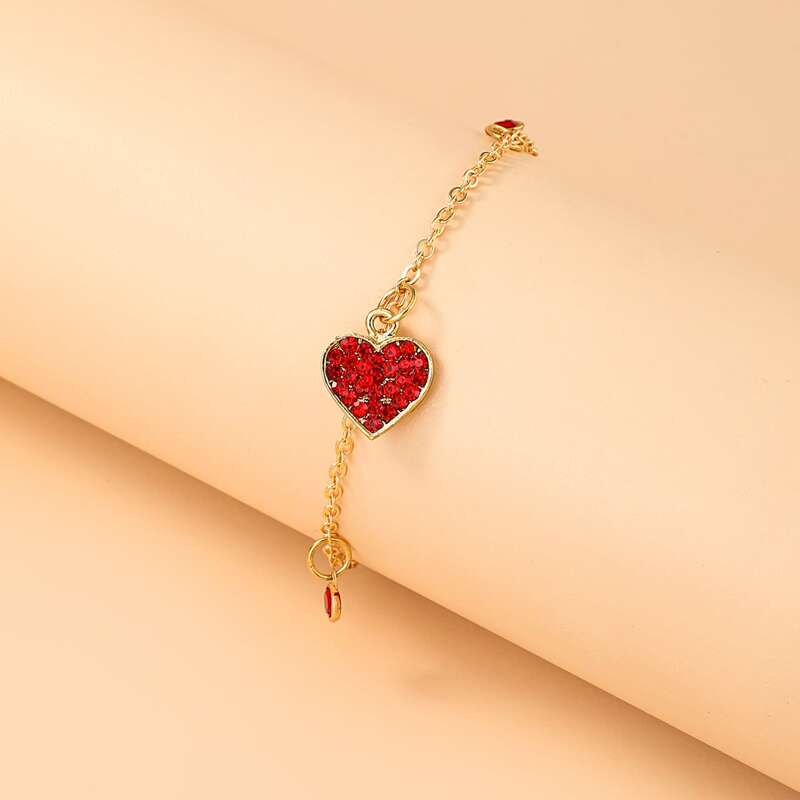 

Heart Chain Bracelet, Red