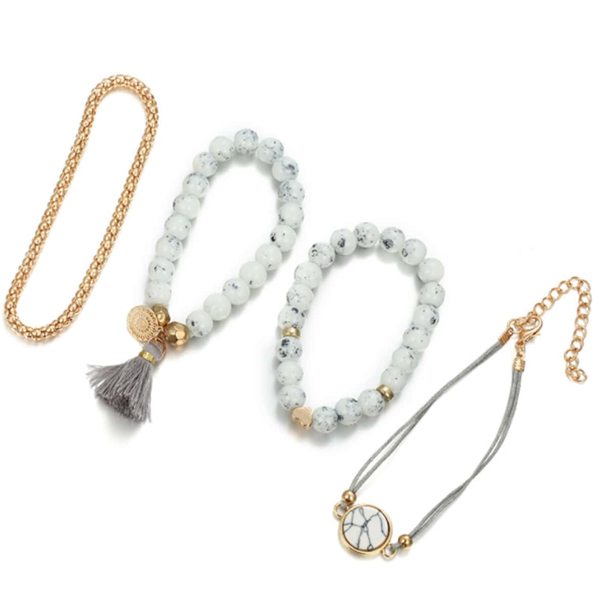 

4pcs Marble Pattern Bracelet, Gold