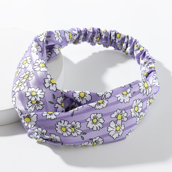 

Floral Print Hair Band, Purple