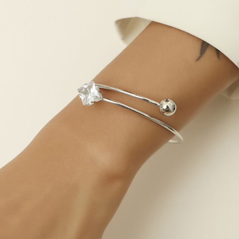 

Rhinestone Cuff Bracelet, Silver