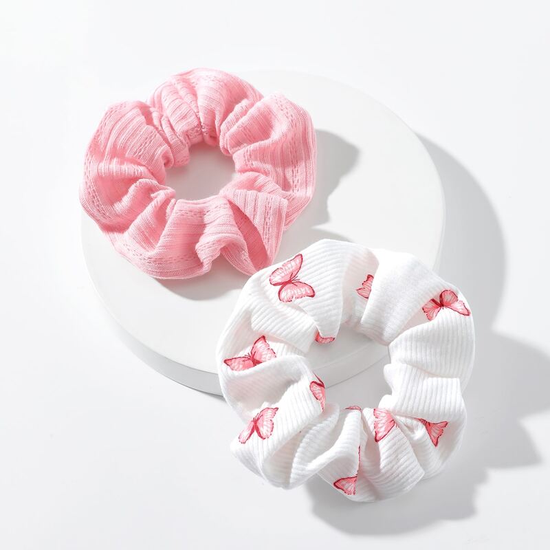

2pcs Animal Print Scrunchie, Multicolor