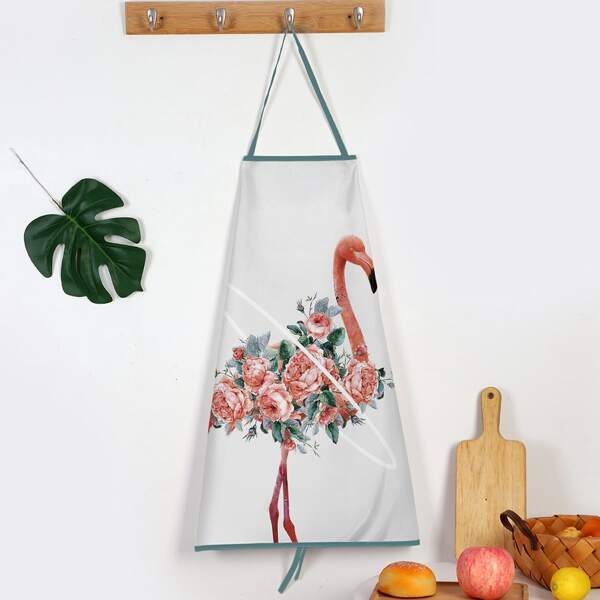 

Flamingo & Flower Print Apron, Multicolor