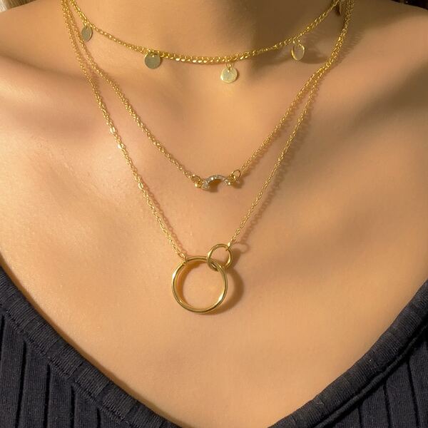 

Disc Pendant Layered Necklace, Gold