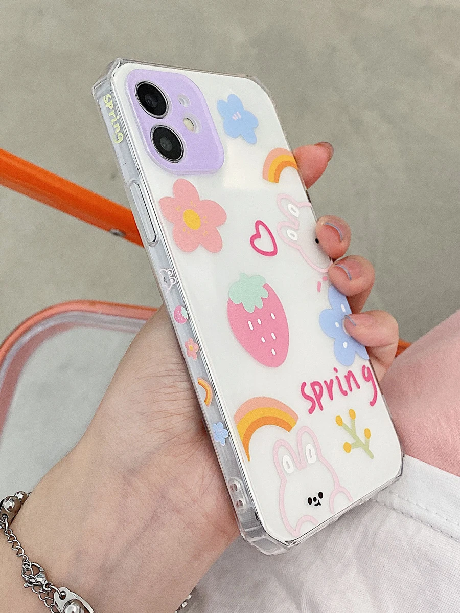 Cartoon Flower Clear Phone Case - Clear - View 1