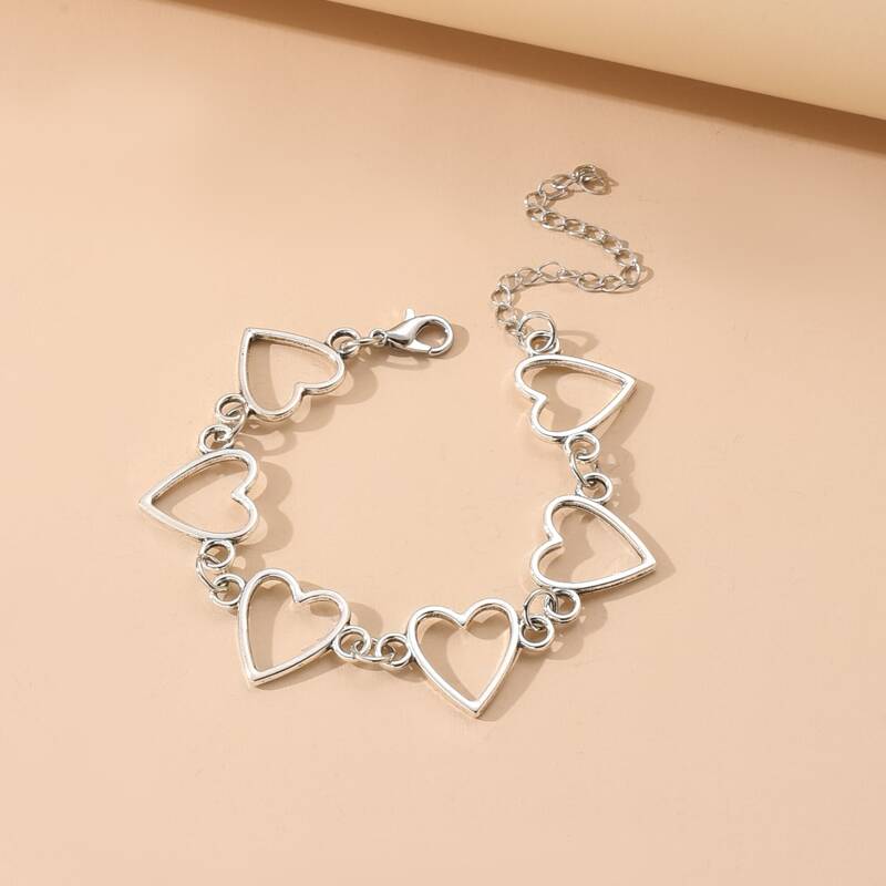 

1pc Heart Bracelet, Antique silver