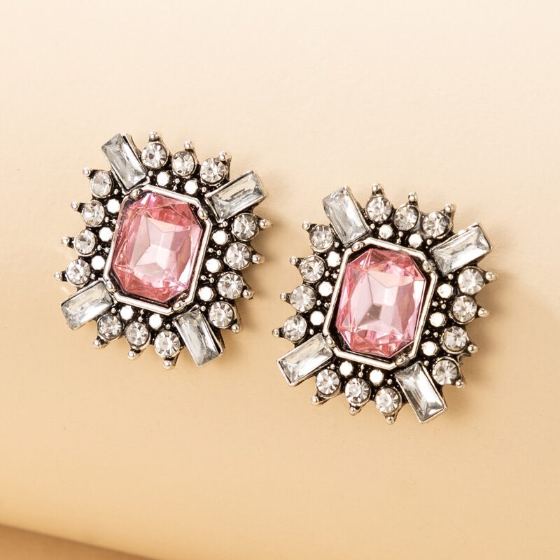 

Rhinestone Stud Earrings, Silver