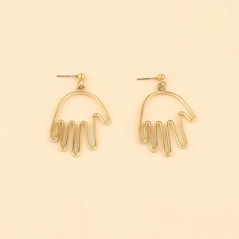 

Palm Design Drop Earrings, Gold