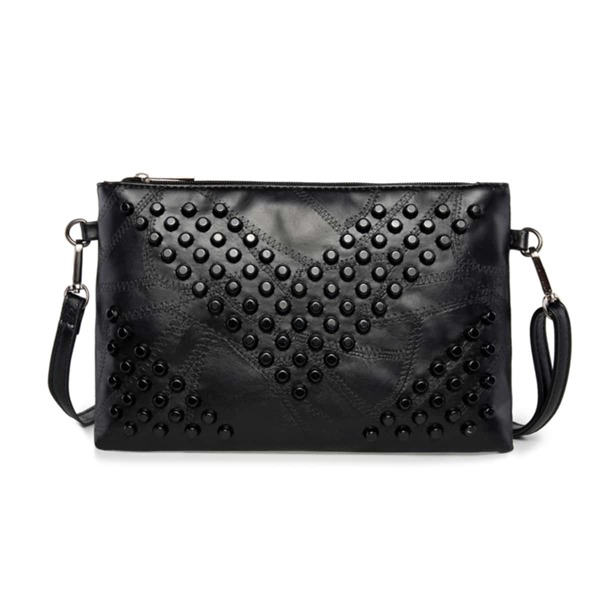 

Studded Decor Crossbody Bag, Black