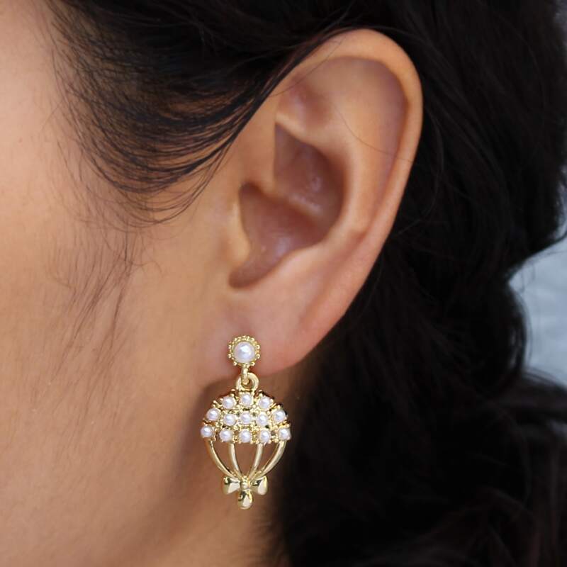 

Faux Pearl Drop Earrings, Gold