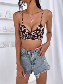 SHEIN VCAY Áo hai dây Buộc lại Hoa Boho - Nhiều màu - Xem 4