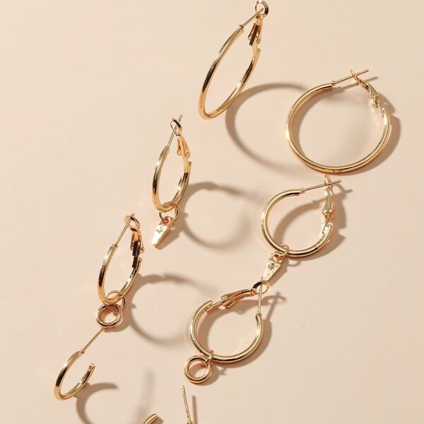 

4pairs Minimalist Hoop Earrings, Gold