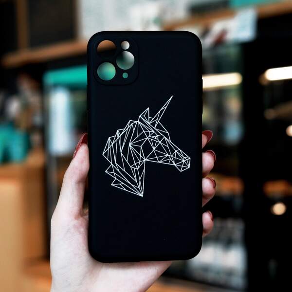 

Geometric Horse Phone Case, Black and white