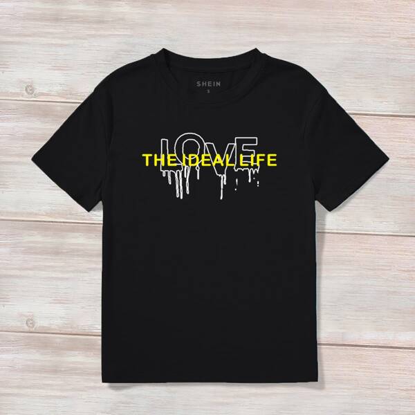 

Letter Graphic Short Sleeve Tee, Black
