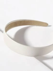 1pc White Solid Wide Headband Casual, Hairband, Hair Hoop Headbands - White - View 3