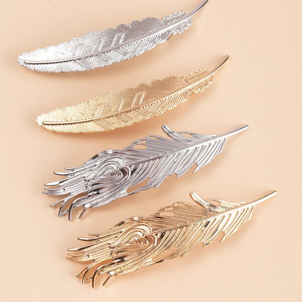 

4pcs Leaf Decor Hair Clip, Multicolor