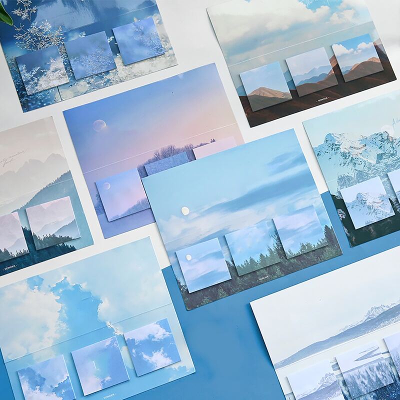 

1pc Landscape Print Random Sticky Note, Multicolor