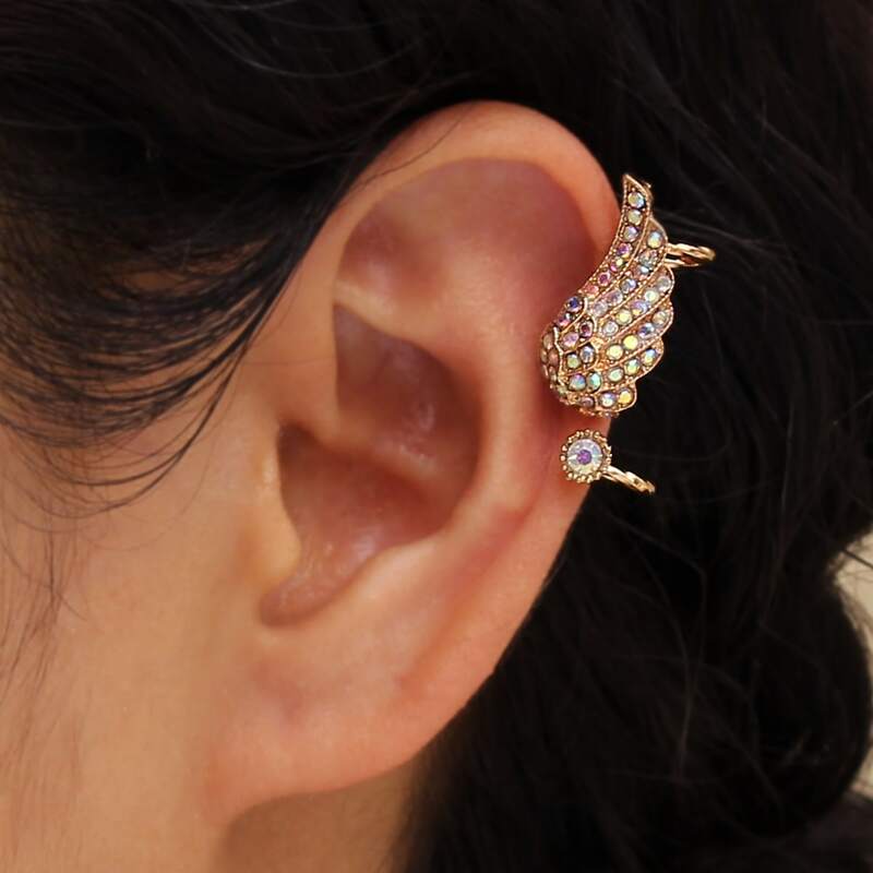 

1pc Rhinestone Ear Cuff, Gold