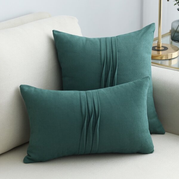 

1pc Pleated Cushion Cover Without Filler, Green
