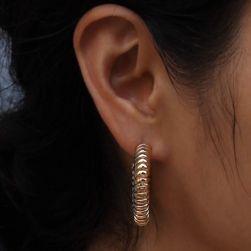 

Coil Wire Design Drop Earrings, Gold