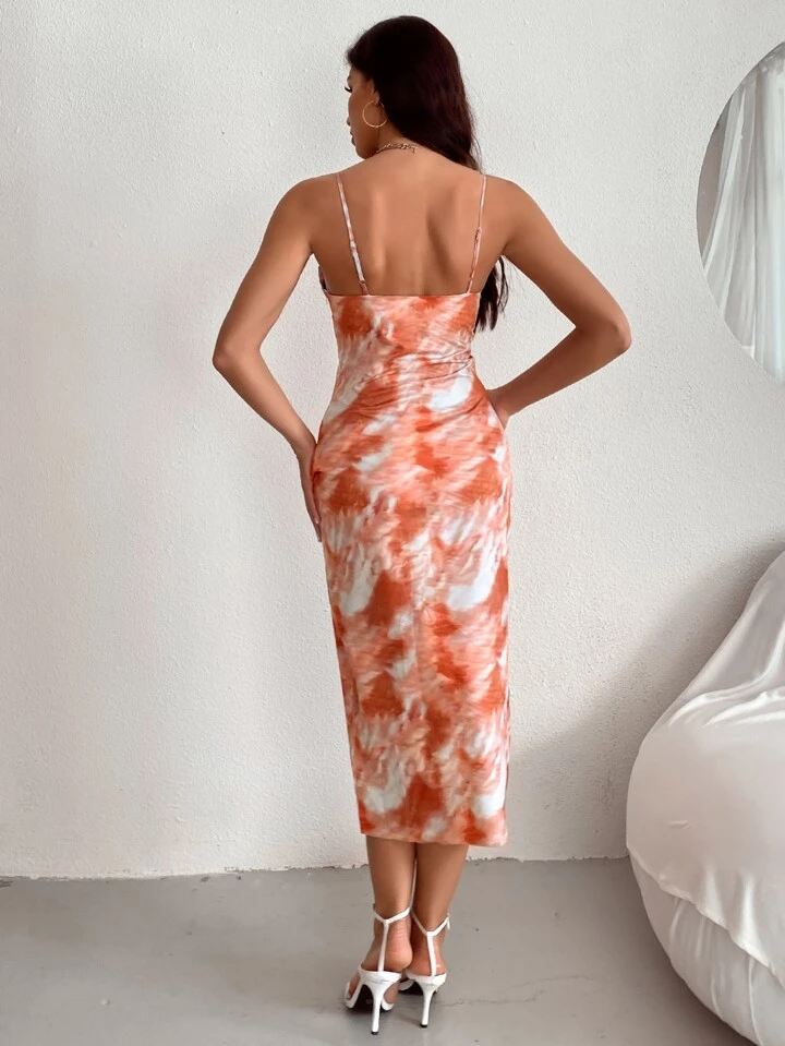 tie dye split thigh satin cami dress Is That The New Tie Dye Split Thigh Cami Dress ??| ROMWE