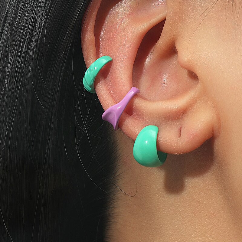 

3pcs Minimalist Hoop Earrings, Multicolor