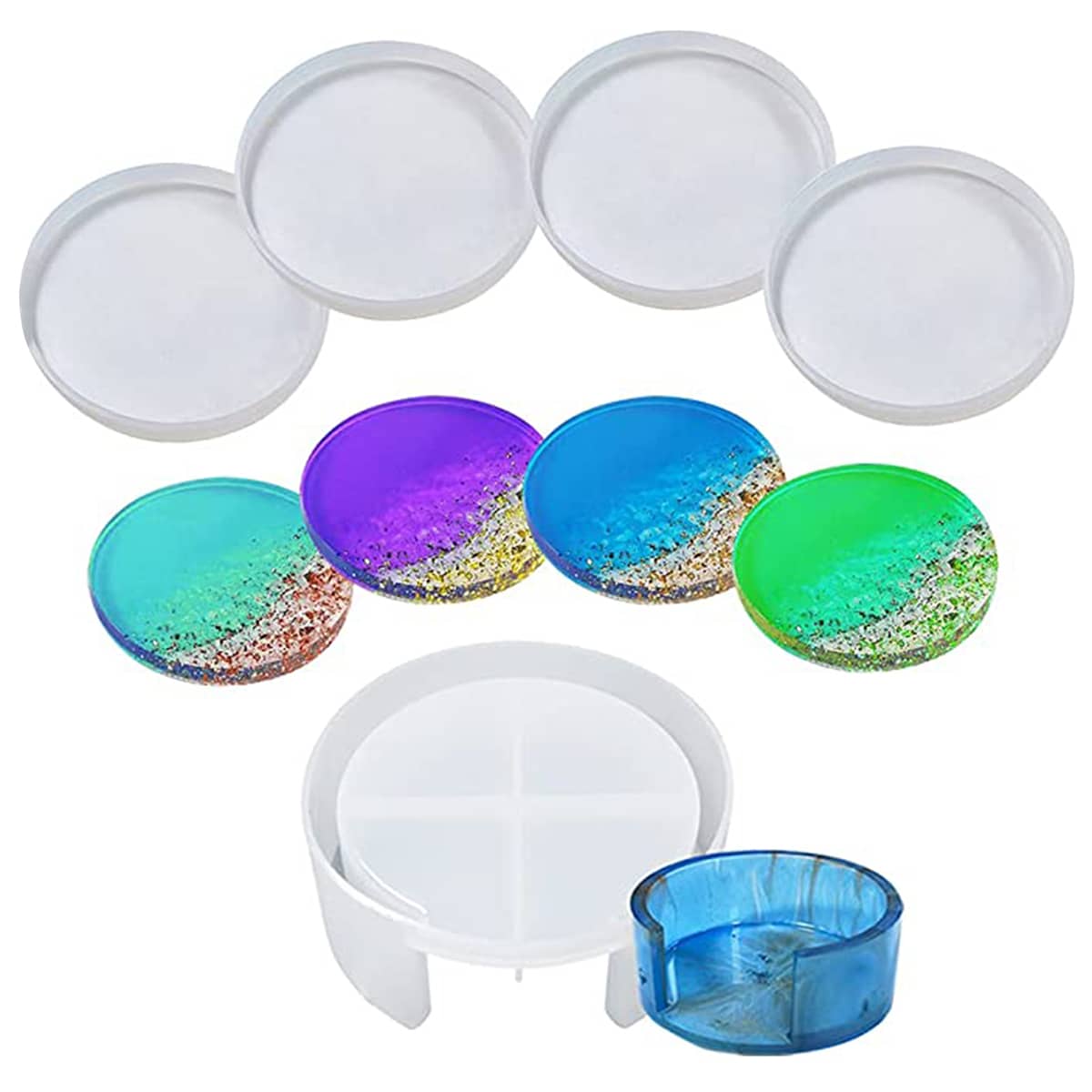 

5pcs Coaster Design DIY Mold, White