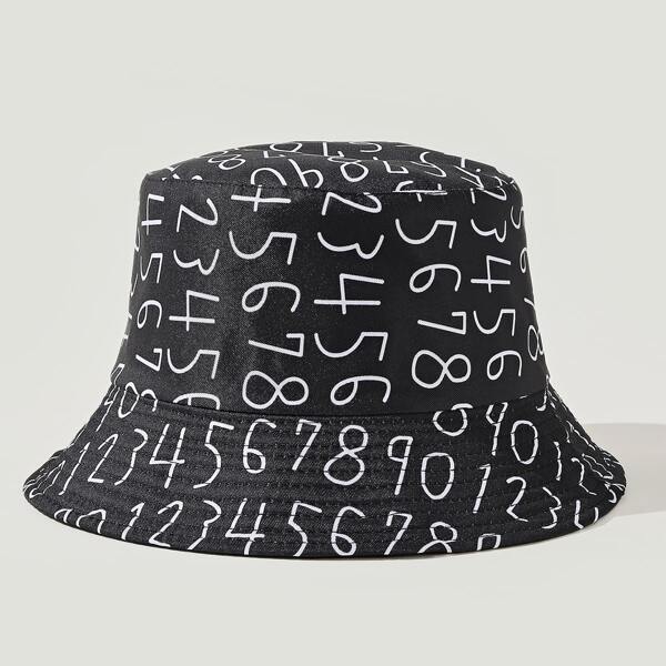 

Numbers Print Bucket Hat, Black