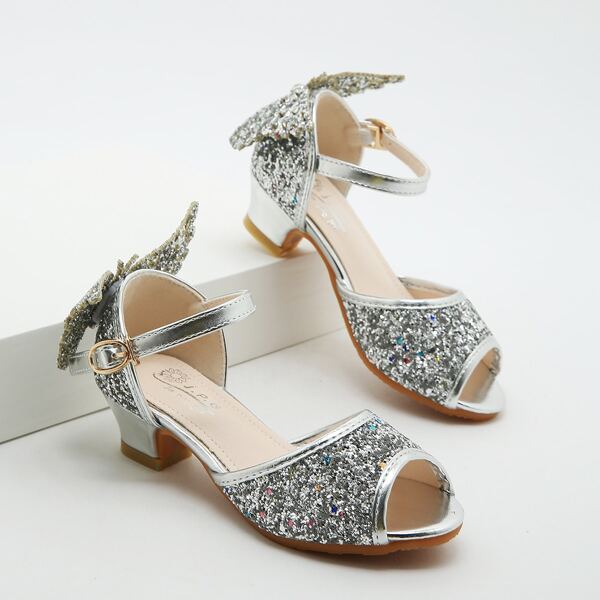 

Toddler Girls Metallic Glitter Decor Sandals, Silver