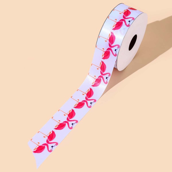 

1roll Flamingo Print Ribbon, Multicolor