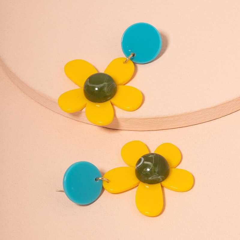 

Flower Drop Earrings, Multicolor