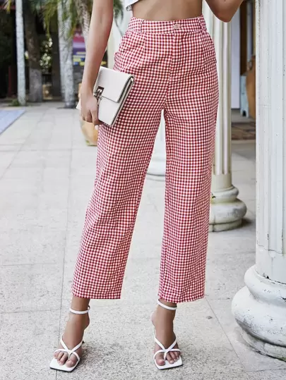 pantalon vichy taille haute