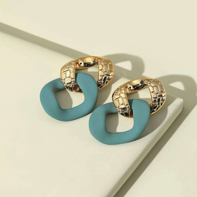 

Colorblock Drop Earrings, Green