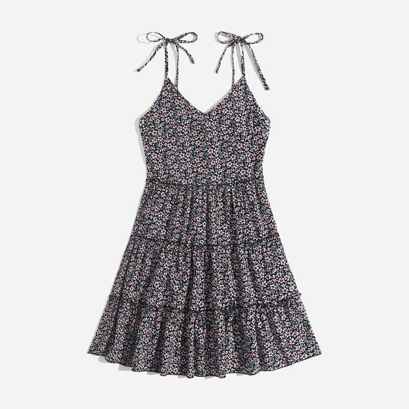 

Ditsy Floral Tie Shoulder Frill Dress, Multicolor