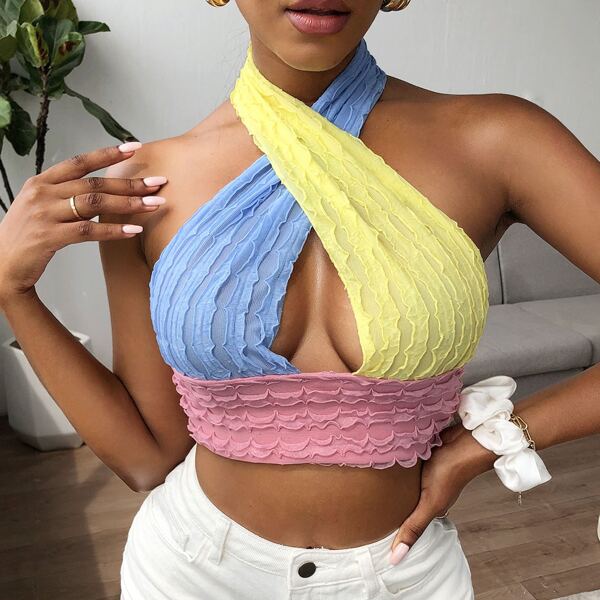 

Color Block Halter Top, Multicolor