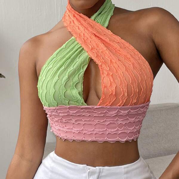 

Color Block Halter Top, Multicolor