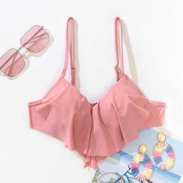 

Flounce Push Up Bikini Top, Dusty pink