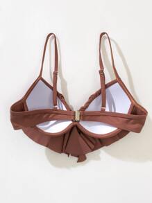 SHEIN Swim Summer Beach Flounce Push Up Bikini Top - Redwood - View 2