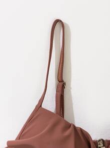 SHEIN Swim Summer Beach Flounce Push Up Bikini Top - Redwood - View 5