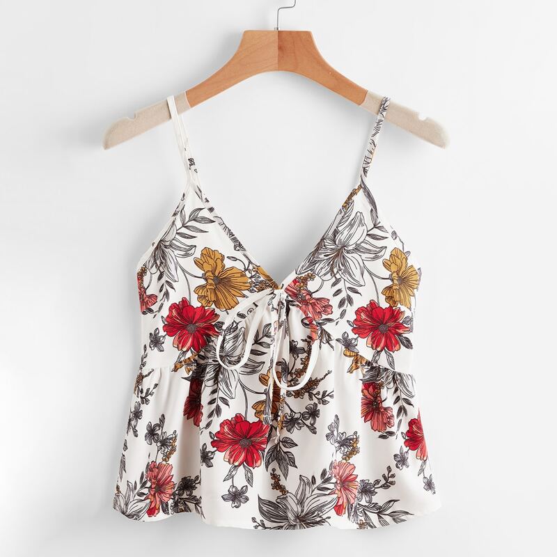 

Floral Print Knot Cami, Multicolor