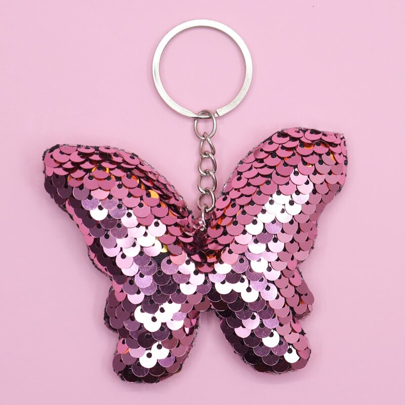 

Sequin Butterfly Charm Keychain, Multicolor