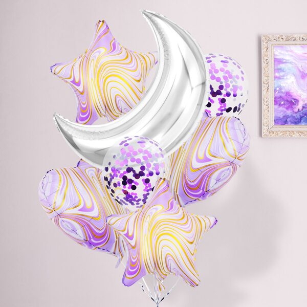 

9pcs Moon Shaped Decorative Balloon Set, Multicolor