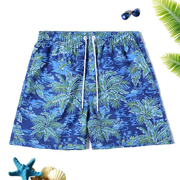 

Men Tropical Print Swim Trunks, Multicolor
