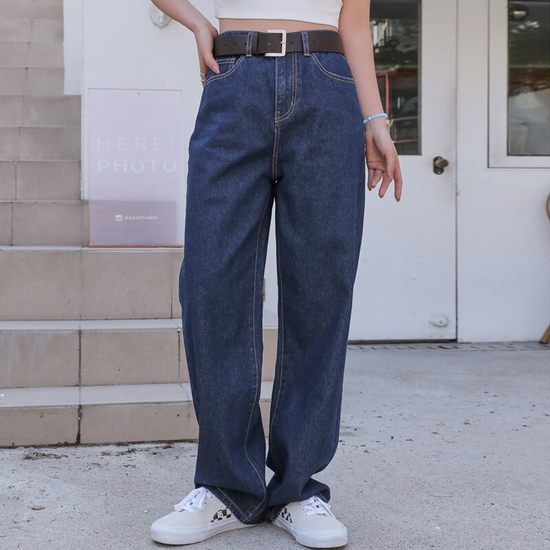 

Solid Boyfriend Jeans Without Belt, Dark wash